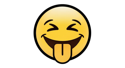 Isolated Smiley Face With Tongue Sticking Out – Yellow Emoji Character Design, Social Media Icon