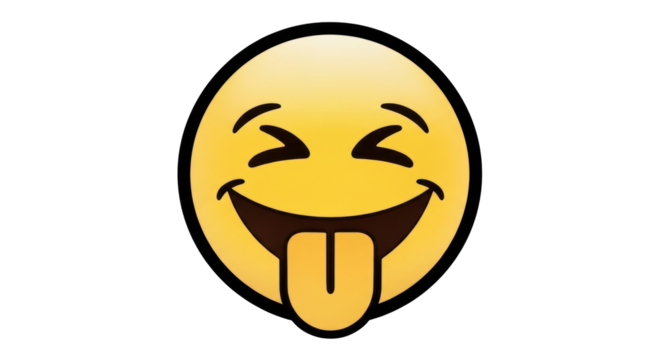Isolated Smiley Face With Tongue Sticking Out – Yellow Emoji Character Design, Social Media Icon