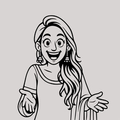 Smiling Young Woman Cartoon Vector Style