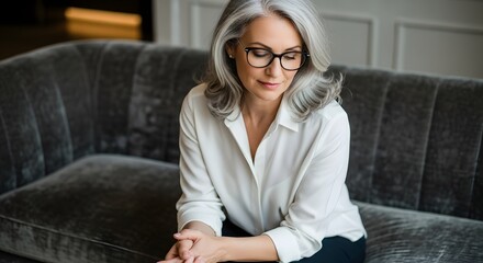Serene Middle-Aged Woman Meditating in Nature, Practicing Yoga for Mindfulness and Well-being