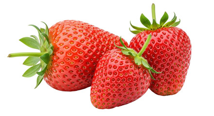 Isolated Ripe Strawberries Delicious Fresh Fruit Bright Red Summer Harvest Still Life