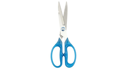 Isolated scissors with blue handles and shiny blades, tool for office or household cutting
