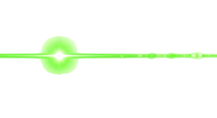 Illustration of a bright green laser beam with a glowing effect, isolated on transparent background