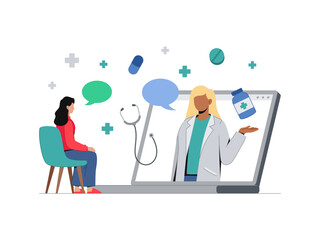 Online Doctor Video Consultation Concept Illustration