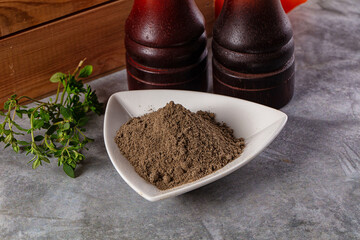 Ground dry black pepper powder