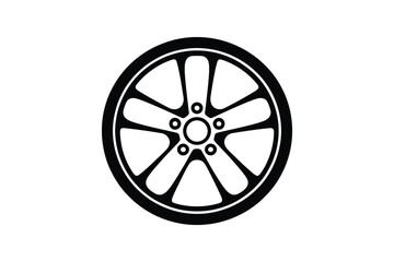 Obraz premium Black and white graphic of a five spoke car wheel rim