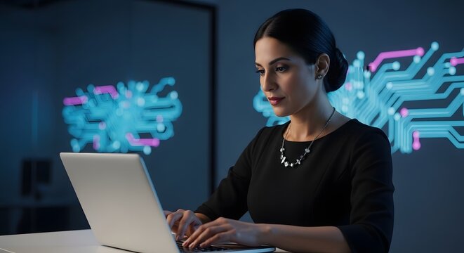 Middle Eastern Man Focused on Tablet in Modern Office, Business Professional Working Remotely