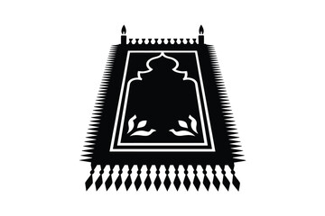 Black silhouette of an islamic prayer rug with tassels