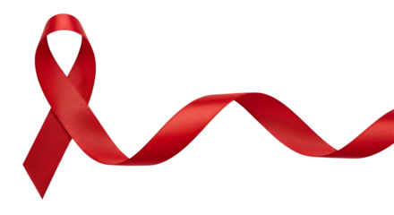 Illustration of a flowing red ribbon, isolated on transparent background
