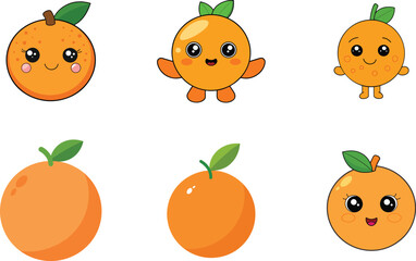 Clementine fruit cartoon flat color style vector illustration