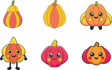 Ackee fruit cartoon flat color style vector illustration