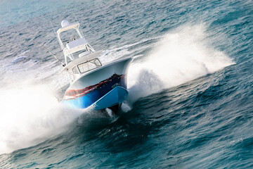 Fototapeta premium Racing the Waves: Power and Speed on the Open Ocean
