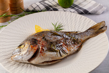 Baked dorada fish with spices
