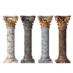 Obraz premium Decorative columns showcasing different designs and colors placed in a row against a neutral background