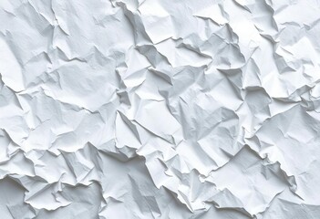 Obraz premium Close-up of crumpled white paper texture, showing deep creases and shadows, surface, creased paper