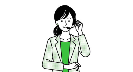 Friendly professional woman wearing a headset, representing customer support, call center agent, or online communication for business assistance