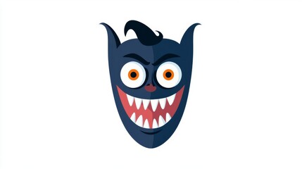 A playful cartoon monster face with an evil grin and large eyes, perfect for Halloween or whimsical illustrations.
