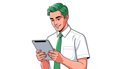 Two smiling cartoon businessmen shaking hands, symbolizing successful agreement, partnership, and positive professional collaboration, ideal for corporate themes and deal closures