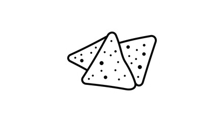 Simple black and white illustration of three tortilla chips stacked together