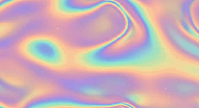 Abstract holographic foil texture with pastel gradient colors, creating a mesmerizing and iridescent background for modern designs and trendy visual effects