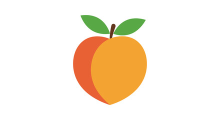 Simple illustration of a vibrant orange mango with green leaves displayed