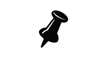 Simple black push pin icon isolated on a white background