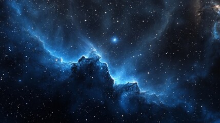 A deep, mysterious blue wallpaper with a nebula and stars