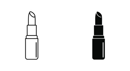 Two lipstick illustrations one outlined and one filled side by side
