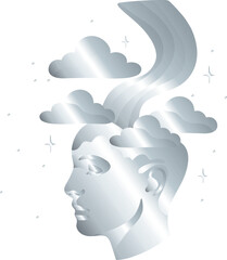 Silver Mind with Clouds and Stars