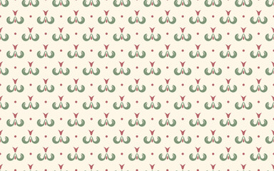floral Seamless pattern.  Delicate background with stylized tulips in a folksy or traditional style, for spring themed textiles, rustic decor, or cultural artwork. Folk Art backdrop