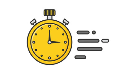 Vibrant yellow stopwatch icon depicting urgency, speed, and efficiency for quick task completion and time management concepts, perfect for digital projects and deadline illustrations