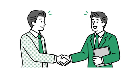 Professional Business Collaboration Two colleagues shaking hands, symbolizing a successful agreement, trust, and connection in a corporate environment