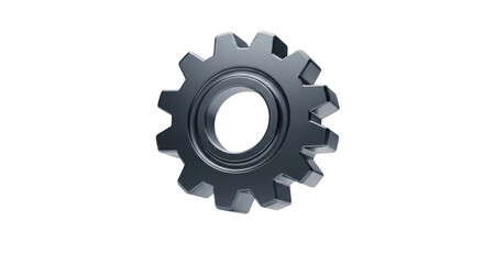 A sleek, metallic gear, isolated on transparent background, representing mechanical precision, industrial engineering, and the intricate workings of machinery