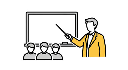 Dynamic educational scene featuring a teacher actively instructing students in a classroom setting, emphasizing collaborative learning and professional development