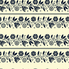  Elegant seamless floral pattern with decorative leaves and blooming flowers in monochrome style. Classic botanical ornament perfect for fabric, wallpaper, and wrapping. Stylish vector background for 