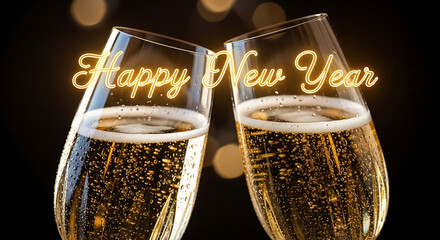 Happy ney year 2026  happy new year champagne toast celebration cheers drink holiday party festive sparkling wine glasses bokeh