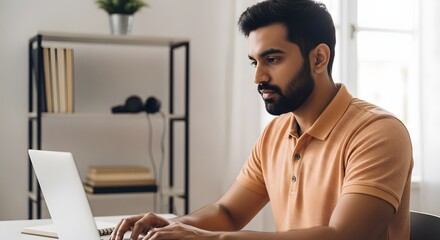 Thoughtful Young Woman Working on Laptop in Modern Office, Businesswoman Focused