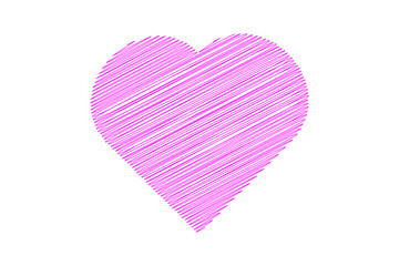 A textured pink heart shape created with lines, isolated on a transparent background