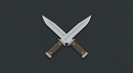 Crossed knives illustration on dark gray background vector design
