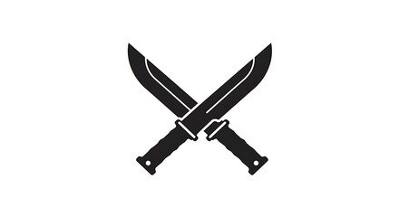 Crossed knives silhouette on white background for design elements