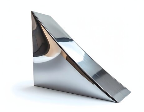 Shiny steel abstract sculpture with upward financial trajectory