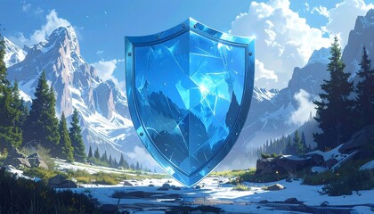 A Majestic Shield of Crystal Protecting a Landscape in Winter's Embrace