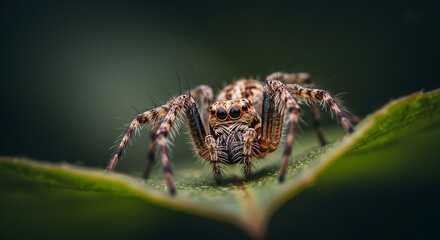 Jumping Spider Macro on Leaf – Stunning Close-Up Wildlife Photography