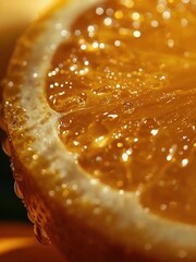 Citrus slice with water drops