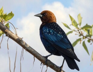 A stunning detailed portrait of a bird perched on a branch, daytime scenery