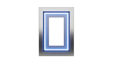 Modern Metallic Frame with Glowing Blue Light and White Blank Space - Graphic Element