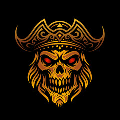 Flaming Viking Skull Vector Design