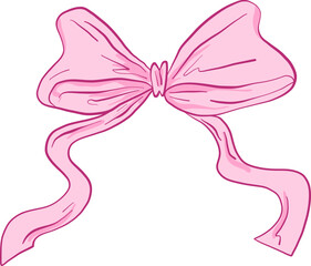 Hand Drawn Ribbon Bow With Long Tail Ends