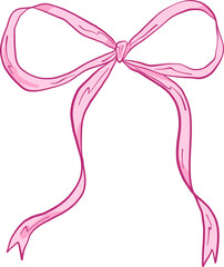 Loose Ribbon Bow Sketch With Flowing Ends