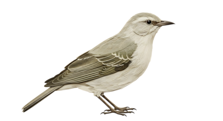 Illustration of a single grey mockingbird isolated on transparent background
